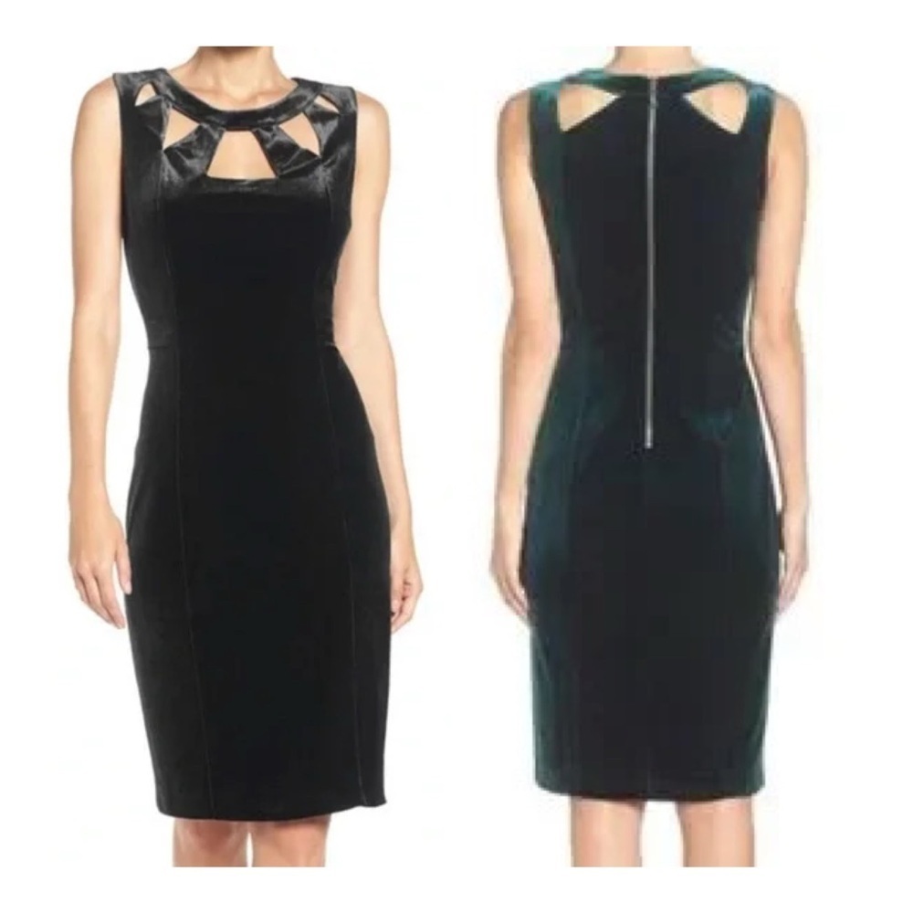NEW Eliza J. 22W Black‎ Velvet Cutout Neckline Sheath Sleeveless Dress